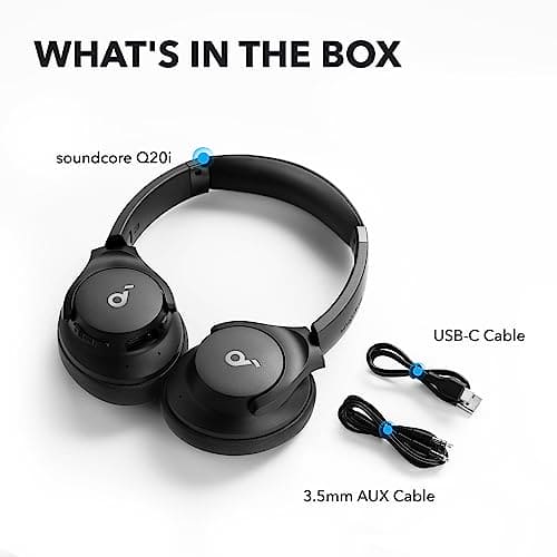 soundcore by Anker Q20i Hybrid Active Noise Cancelling Headphones - Comfortable Fit, Sound, Large Bass, App Customization, Long Playtime, Ideal for Home Use, Gym, Travel