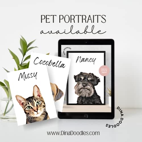 Pet Portrait Custom Personalised Pet Dog Cat Animal Wall Art Print Digital Download Poster Wall Art Gift Prints Photo Memorial Pet Lover (Digital 24hrs)