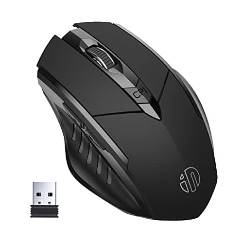 INPHIC Wireless Mouse Rechargeable, Ergonomic Silent Click USB 2.4G Cordless Mouse for Laptop PC Computer Tablets Windows Linux, 6 Buttons, 1600DPI 3 Adjustment Levels, Black