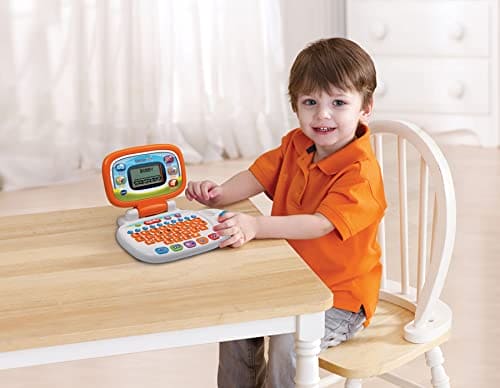 VTech 155403 Pre School Laptop Interactive Educational Kids Computer Toy with 30 Activities Suitable for Children 3, 4, 5+ Year Olds Boys & Girls, White/Orange