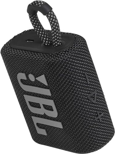 JBL GO 3 - Wireless Bluetooth portable speaker, 5 Hours of Playtime, integrated loop for travel with USB C charging cable, in black