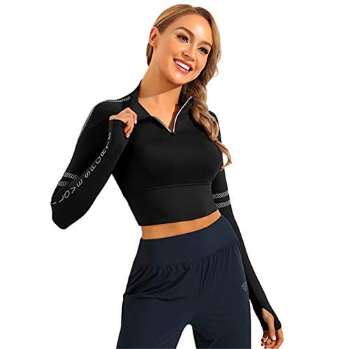 SotRong Womens Half Zip Sport Running Jacket Ladies Gym Top Long Sleeve Yoga Workout T Shirts