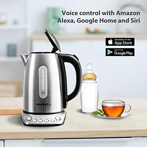 Smart Kettle by WeeKett - voice control with Amazon Alexa, Google & Siri, Variable Temperature Control, Keep Warm, Stainless Steel, BPA Free, Energy Efficient, 2200W, 1.7L