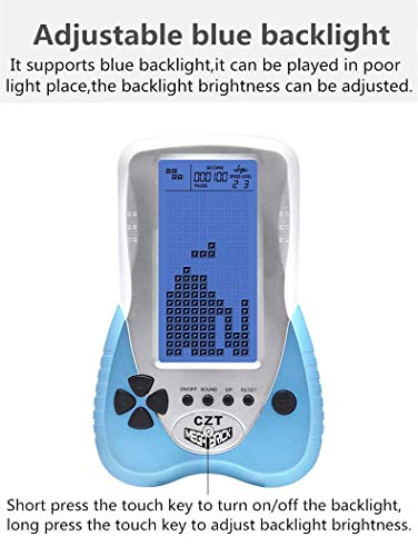 CZT Retro Brick Game Console Big Blue Backlight Screen Built-in 23 Games Tank Battle/Racing Can plug Headphone Nostalgic Puzzle Pocket Handheld Porable Machine Children's toys (Blue)