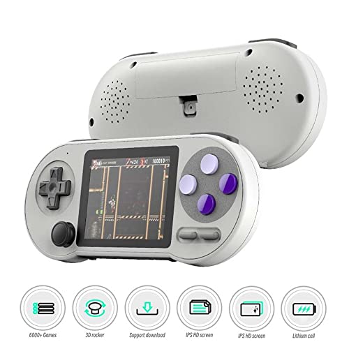 Retro Games Console, Handheld Games Built-in 6000 Retro Games, 3 inch IPS Screen, 7 Emulators FC/SFC/MD/GB/GBC/GBA/MAME, Portable Handheld Games Console Gift for Kids Adults