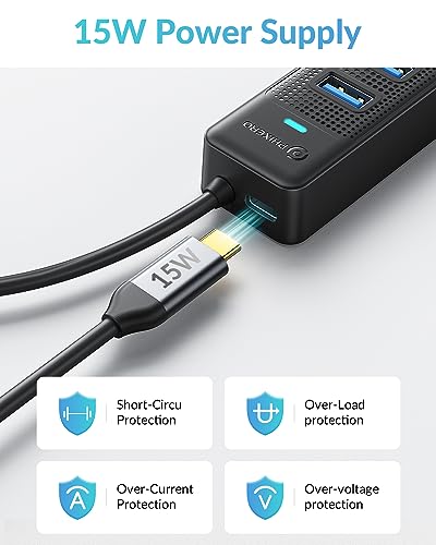 PHIXERO 7 Port USB Hub, USB 3.0 Hub Multi USB Port Hub, Portable USB Extension Hub, Compatible with All USB 3.0/2.0/1.1 Port Device