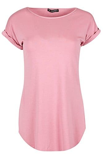 Fashion Star Womens Plain Curved Hem Jersey T-Shirt Top