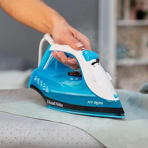 Russell Hobbs My Iron Steam Iron, Ceramic Soleplate, 260 ml Water Tank, Self-Clean Function and Two Metre Power Cable, 1800 W, Blue and White, 25580