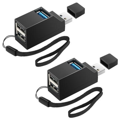 AXFEE 2pcs Mini USB Hub, USB 3.0 Hub ortable Adapter with Multi USB port (1x USB 3.0, 2x USB 2.0), High speed Expansion USB for Laptop, USB Flash Drives, Mobile HDD, and More USB Port Device