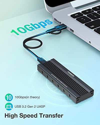 FIDECO M.2 NVME SATA SSD Enclosure, PCIe USB 3.2, Gen2 SSD Adapter with 10Gbps Transfer Rate, Hard Drive Enclosure for 2230 2242 2260 2280 M.2 NVME/SATA SSD of M-Key or M+B Key, Support UASP