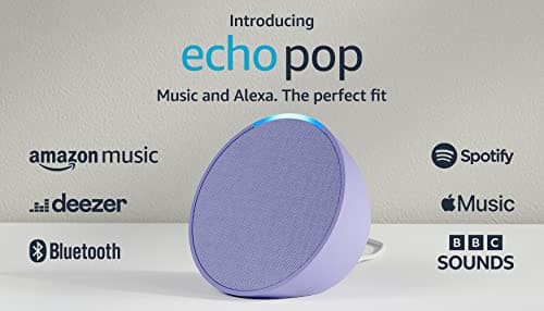 Introducing Echo Pop | Full sound compact Wi-Fi and Bluetooth smart speaker with Alexa | Lavender Bloom