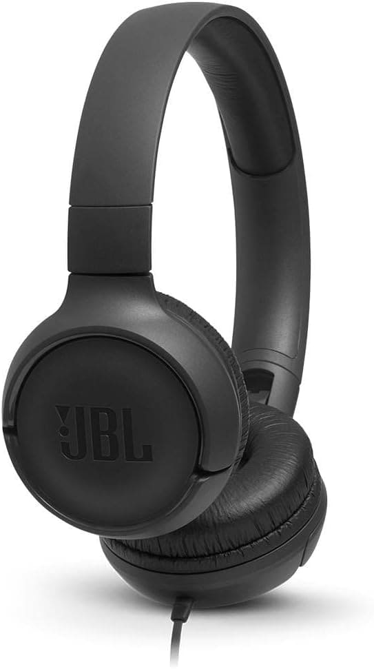 JBL T500 in Black – Over Ear Lightweight, Foldable Headphones with Pure Bass Sound – 1-Button Remote / Built-In Microphone