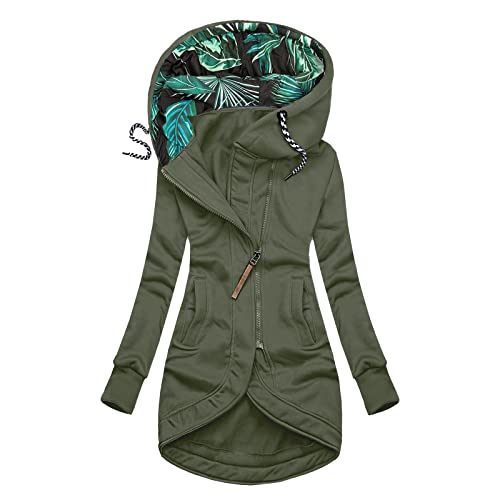 Warm Long Sleeve Work Tunic Coats Womens Essential Winter Coat Cozy with Pockets Polyester Hoody Solid Coats Women Army Green