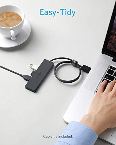 [Upgraded Version] Anker 4-Port USB 3.0 Ultra Slim Data Hub with 2 ft Extended Cable for Macbook, Mac Pro / mini, iMac, Surface Pro, XPS, Notebook PC, USB Flash Drives, Mobile HDD, and More