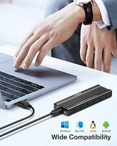 FIDECO M.2 NVME SATA SSD Enclosure, PCIe USB 3.2, Gen2 SSD Adapter with 10Gbps Transfer Rate, Hard Drive Enclosure for 2230 2242 2260 2280 M.2 NVME/SATA SSD of M-Key or M+B Key, Support UASP