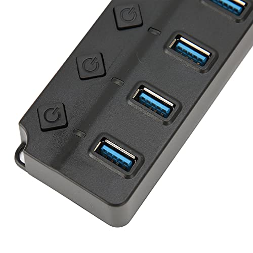 Vikye USB 3.0 Hub, 7 Ports USB Hub, Portable 5Gbps High Speed Transmission Data Hub, Ultra-Slim USB Adapter Docking Station for Laptop Compatible with Windows/OS X 10.0+(Black)