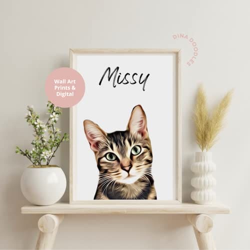 Pet Portrait Custom Personalised Pet Dog Cat Animal Wall Art Print Digital Download Poster Wall Art Gift Prints Photo Memorial Pet Lover (Digital 24hrs)