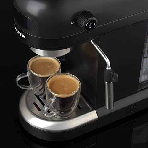 Salter Professional EK5240BO Espirista Coffee Machine - Milk Frothing Wand, 1.4 L, For Ground Coffee, Single and Double Function, Touch Panel Button, 15-Bar Italian Pressure, Latte, Cappuccino, Black