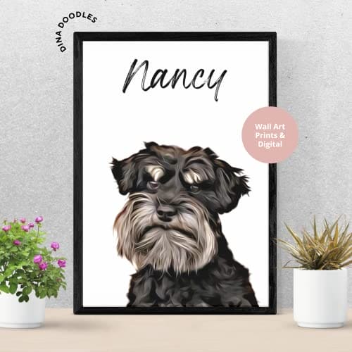 Pet Portrait Custom Personalised Pet Dog Cat Animal Wall Art Print Digital Download Poster Wall Art Gift Prints Photo Memorial Pet Lover (Digital 24hrs)