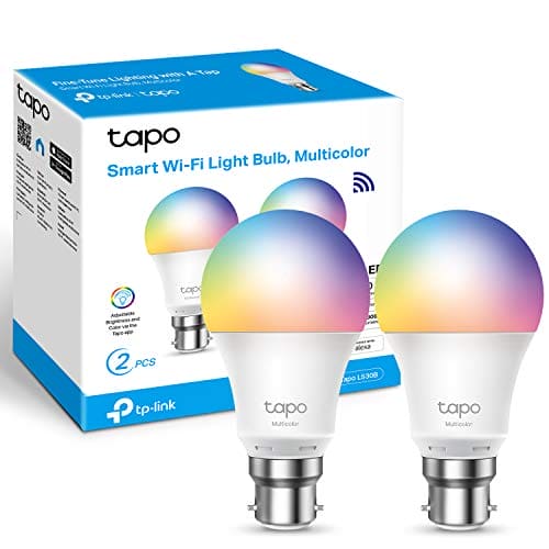 Tapo Smart Bulb, Smart Wi-Fi LED Light, B22, 60W, Energy saving, Works with Amazon Alexa and Google Home, Colour-Changeable, No Hub Required Tapo L530B(2-pack)[Energy Class F], Multicolor