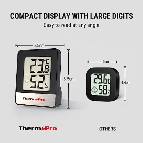 ThermoPro TP49 Small Digital Hygrometer Indoor Thermometer Room Thermometer Temperature and Humidity Meter for Home Office Comfort Reptile Thermometer