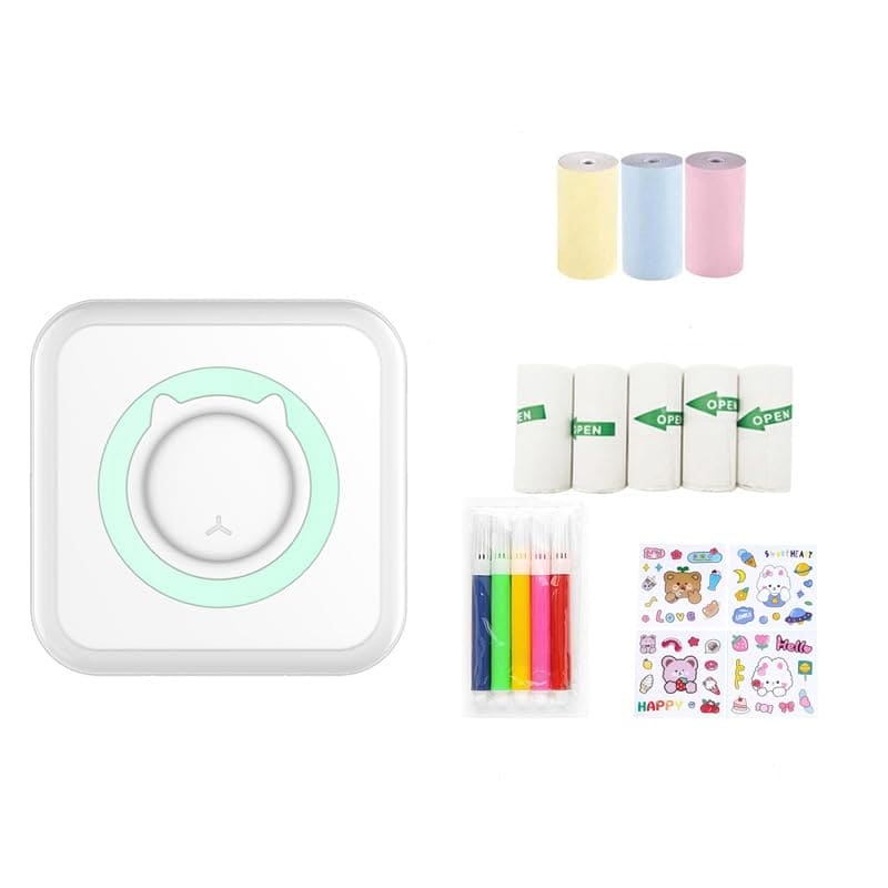 Sticker Printer,Mini Pocket Printer,Thermal Photo Printer,Small Bluetooth Picture Printer,Inkless Sticker Printer Compatible with Android and ios,Printable Photos,Lists,Memo,QR Codes,Notes（Green）