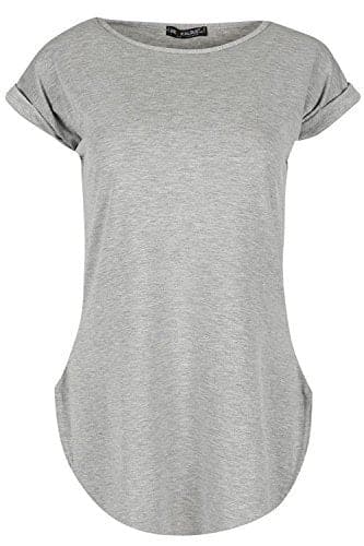 Fashion Star Womens Plain Curved Hem Jersey T-Shirt Top