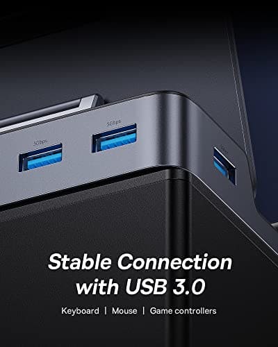 Steam Deck Dock, Baseus 6-in-1 Docking Station for Steam Deck with HDMI 4K@60Hz, Gigabit Ethernet, Adjustable Stand Design, 3 USB-A 3.0 Ports and PD 100W Support Fast Charging