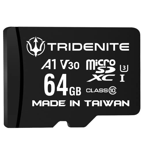 TRIDENITE 64GB Micro SD Card, MicroSDXC Memory for Nintendo-Switch, GoPro, Drone, Smartphone, Tablet, 4K Ultra HD, A1 UHS-I U3 V30 C10, Up to 95MB/s Read, with SD Adapter