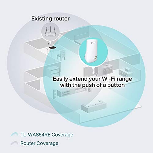 TP-Link N300 Universal Wi-Fi Range Extender, Broadband/Wi-Fi Booster, Plug and Play, WPS, UK (TL-WA854RE)