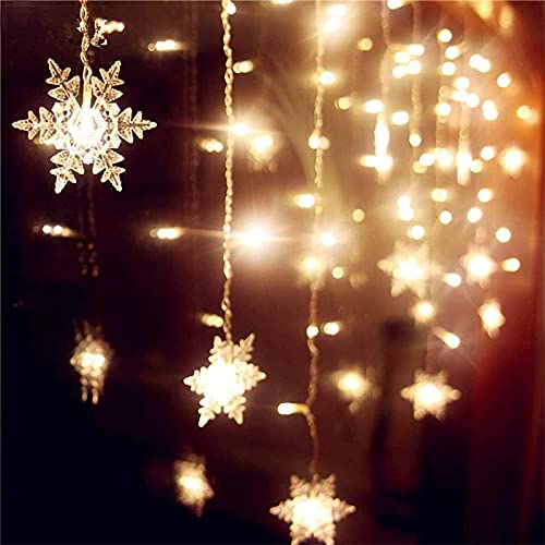 OAICIA LED Curtain String Lights, 96 LED 3.5M Fairy Snowflake Lights, Christmas Lights 4 Flashing Modes,Waterproof Light for Christmas Window, Garden, Party, Patio Decoration