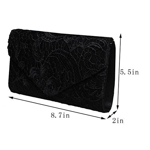 SUMAJU Lace Envelope Clutch, Womens Floral Lace Envelope Clutch Purses, Elegant Handbags For Parties and Wedding Occasions Black