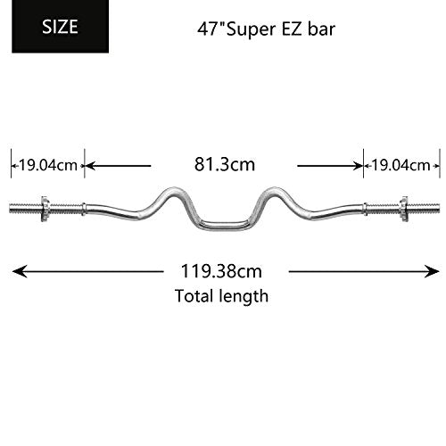 PROIRON EZ Bar, EZ Curl Bar 1 inch, Curling Bar 4ft, 1200mm Weight Lifting Bar with Spinlock Collars, Solid weights Bar for Weightlifting Bicep Muscle Workout Body Building