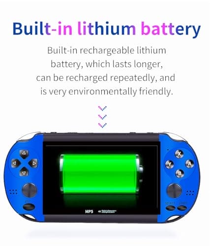 CZT Colorful Retro Video Game Console 4.3 inch Sreen 8GB Built-in 3000 Games Handheld ArcadeGame Console mini Portable Game Device Multiple Simulator MP3 MP4 E-book Nostalgic Children's gift(Blue)