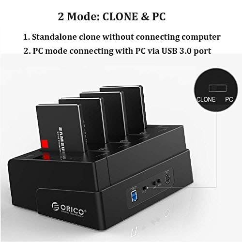 ORICO 40TB USB 3.0 to SATA I/II/III 4 Bay External Hard Drive Docking Station for 2.5 or 3.5 inch HDD, SSD with Hard Drive Duplicator/Cloner Function [4 x 10TB]-6648US3