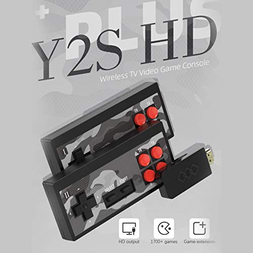 Retro Game Console, Y2SHD PLUS Video Game Console Built In 1700 Classic Games Mini Wireless Controller Family Game Consoles Gift For Adults And Children