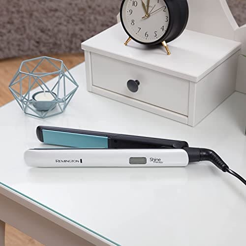 Remington Shine Therapy Advanced Ceramic Hair Straighteners with Morrocan Argan Oil for Improved Shine - S8500, Black/White