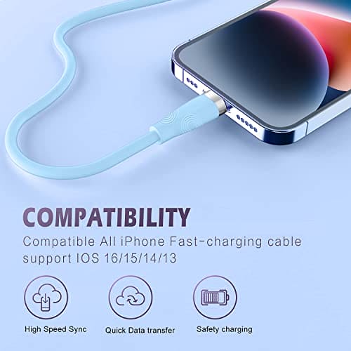 iPhone Charger Cable 3Pack 6FT/1.8M, MFi Certified Lightning Cable Fast Charging Cable Lead PVC Long Charging Cord for iPhone 14 plus 14 pro max 13 12 11 XS X XR 8 plus 7 6