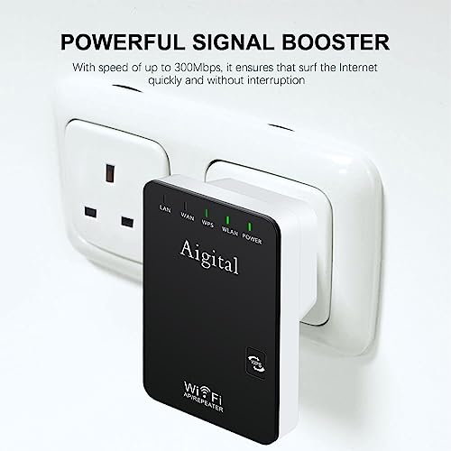 Wi-Fi Extender| WiFi Internet Booster for Home& Office | Compact WiFi Repeater |Covers up to 2000 sqft and 30 devices| 2 Ethernet Ports |2.4GHz/300Mbps |1-Tap WPS Setup| Works with All Router Modem