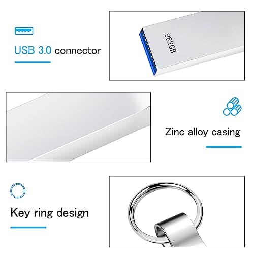 Ryemoy USB Stick 982GB High Speed 3.0 Durable Memory Stick Portable USB Memory Sticks Waterproof USB Flash Drive Commonly Used for Data Storage and File Copying(982gb)