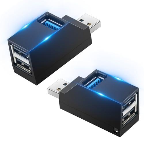 AXFEE 2pcs Mini USB Hub, USB 3.0 Hub ortable Adapter with Multi USB port (1x USB 3.0, 2x USB 2.0), High speed Expansion USB for Laptop, USB Flash Drives, Mobile HDD, and More USB Port Device