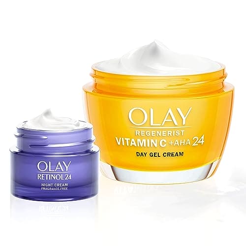 Olay Vitamin C & AHA24 Moisturiser, Face Cream with Vitamin C & AHA & Niacinamide, 50ml, Includes Olay Retinol Travel Size Night Cream, 15ml, Skin Care Sets & Kits Gifts for Women