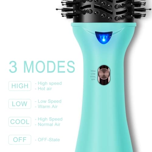 One-Step Hair Dryer Brush, PARWIN PRO BEAUTY Blow Dry Hair Brush, 4 in 1 Hot Brushes for Hair Styling, Drying, Volumizing, Straighten, Negative Ion Care Hot Air Brush, 1000W, Green