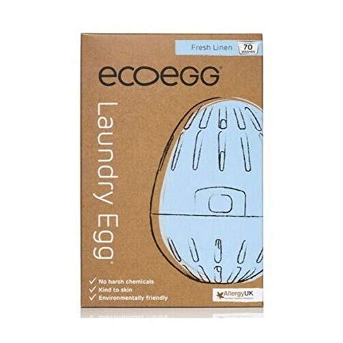 ecoegg Laundry Egg | Detergent and Fabric Conditioner Replacement | Non bio and no enzymes, phosphates, palm oil, chlorine bleach | Sensitive Skin | Fresh Linen 70 Wash