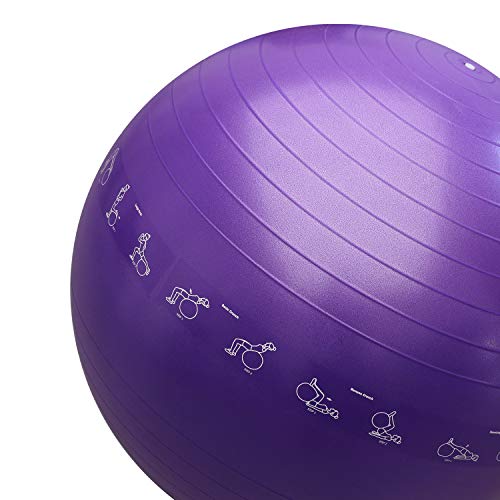 PROIRON Extra Thick Exercise Ball with Postures Shown, Yoga Ball 55cm 65cm 75cm, Anti-Burst Gym Ball, Swiss Ball with Pump for Yoga, Pilates, Fitness