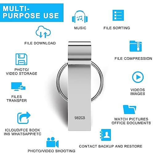 Ryemoy USB Stick 982GB High Speed 3.0 Durable Memory Stick Portable USB Memory Sticks Waterproof USB Flash Drive Commonly Used for Data Storage and File Copying(982gb)