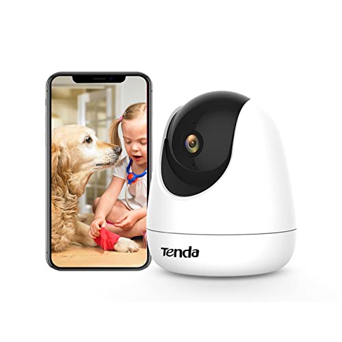 Tenda Security Camera Indoor 1080P, Pet Dog Camera 360° Baby Monitor with Motion Tracking, 2-Way Audio,12M Smart Night Vision WiFi IP Camera, Home CCTV Camera Systems Works with Alexa Devices(CP3)