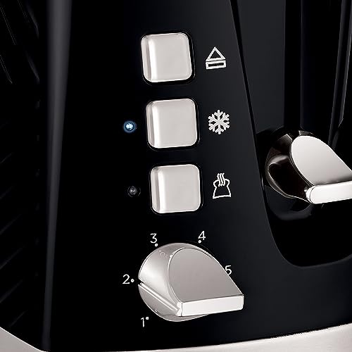 Russell Hobbs 26394 Textured 2 Slice Toaster, Tactile 3D Design Bread Toaster with Frozen, Cancel and Reheat Settings, 850 Watts, Black