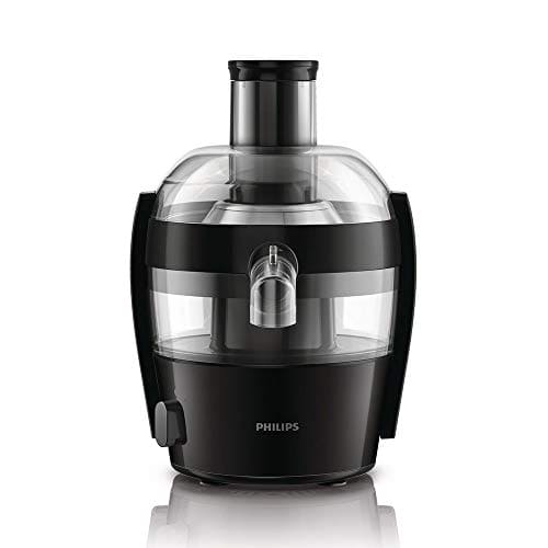 Philips Viva Collection Compact Juicer, 1.5 Litre, 500 Watt, Quick Clean Technology, Drip Stop, Dishwasher Safe Parts, See-through Pulp Container, Direct Serve, Black (HR1832/01)