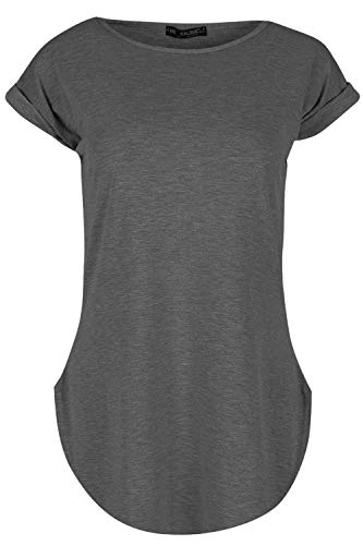 Fashion Star Womens Plain Curved Hem Jersey T-Shirt Top